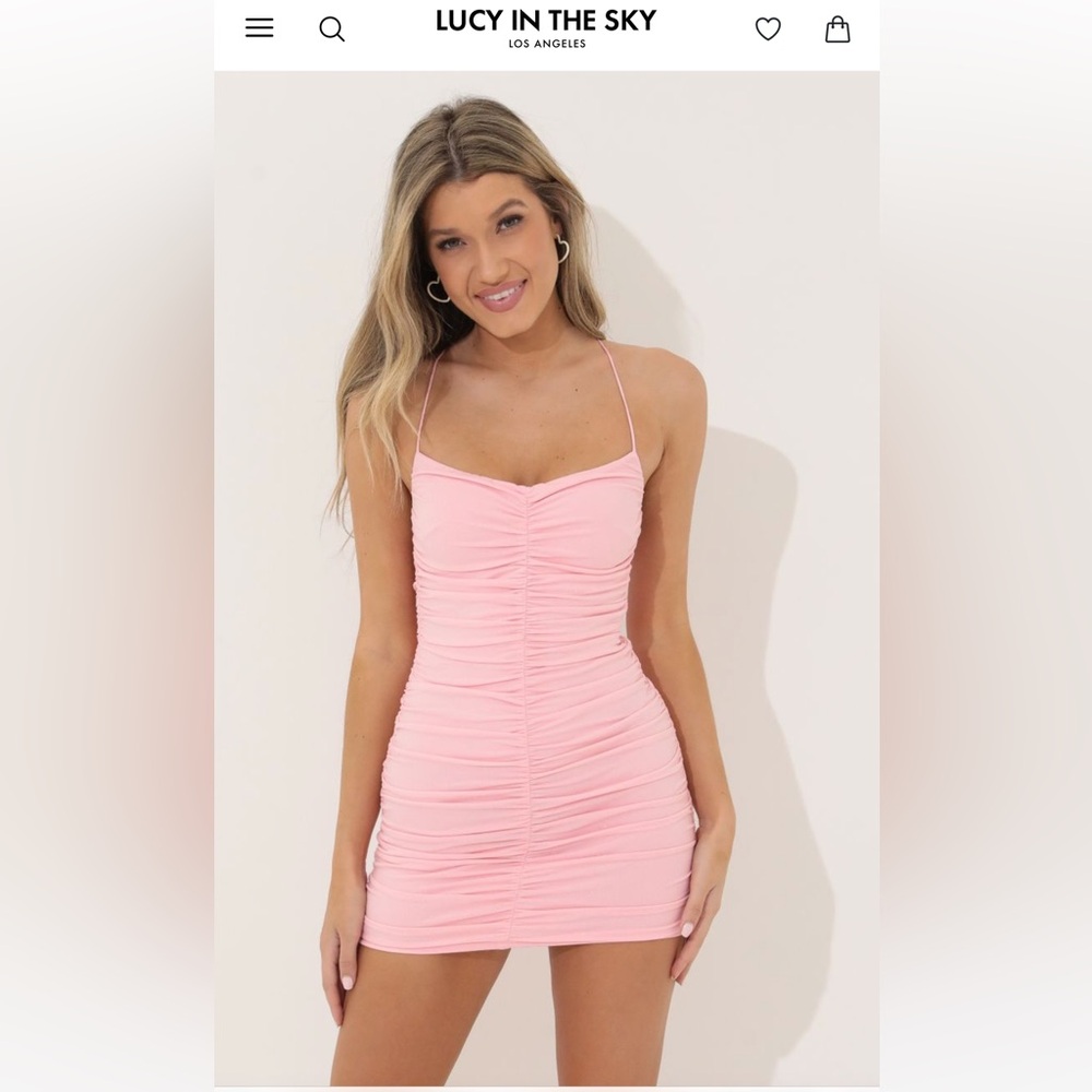 Lucy in the Sky Peach Ruched Bodycon Mini Dress Size XS NWOT